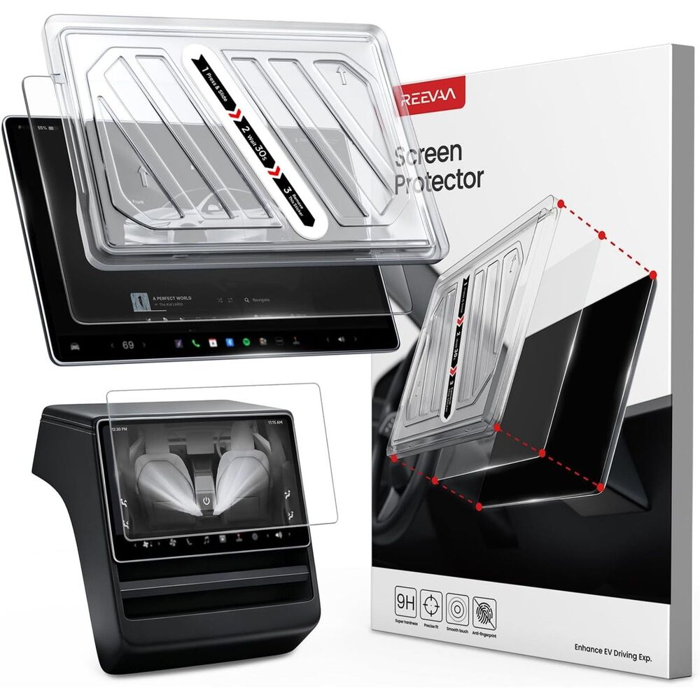 Tesla Model Y 2026 Screen Protector Set 16 Inch Front & 8 Inch Rear Matte
